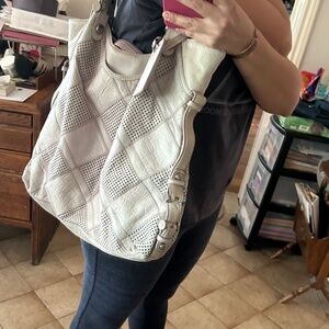 Leather light grey large purse
